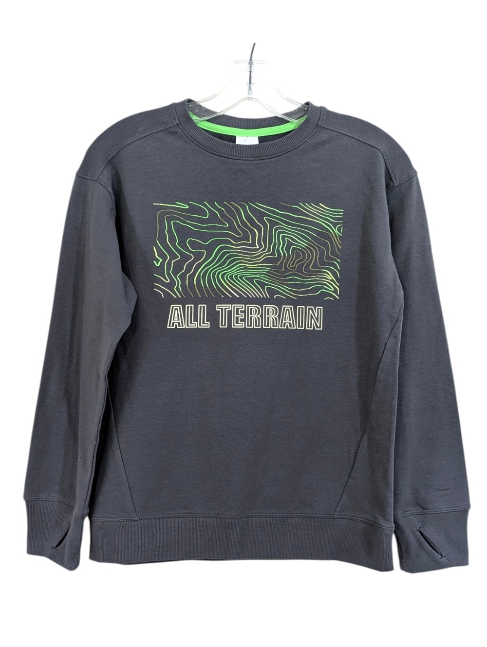 All In Motion All Terrain Graphic Sweatshirt - Grey - Size Large Boys 10/12 L